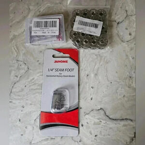 Sewing Lot- 1/4" Seam Foot, Bag of Bobbins and Sewing Machine Needles